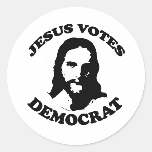 Jezus stemt democratisch ronde sticker (Voorkant)