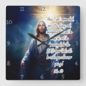 Jezus: Sterk, moedig, Gods tegenwoordigheid Vierkante Klok (Voorkant)