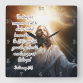 Jezus: Sterk, moedig, met God Vierkante Klok (Voorkant)