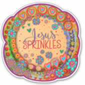 Jezus strooit kleurrijke bloemige inspiratie sticker (Voorkant)