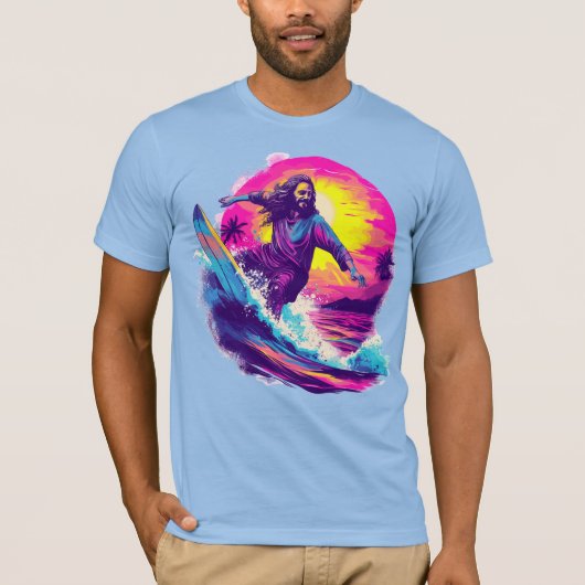 Jezus surft met u door de golven van het leven t-shirt (Voorkant)