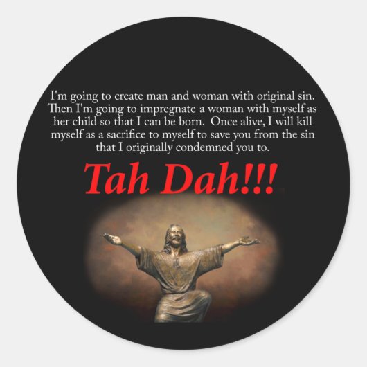 Jezus. Tah Dah!! Ronde Sticker (Voorkant)