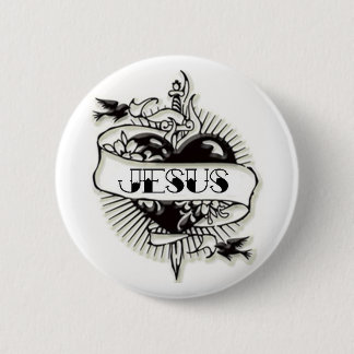 Jezus tattoo ronde button 5,7 cm