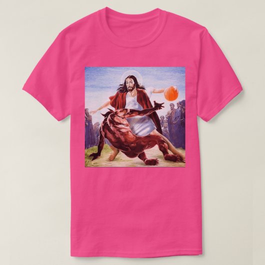 Jezus tegen Satan in Basketbal T-shirt (Design voorkant)