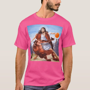 Jezus tegen Satan in basketbal T-shirt