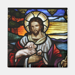 Jezus The Good Shepherd Glas in lood Magnet