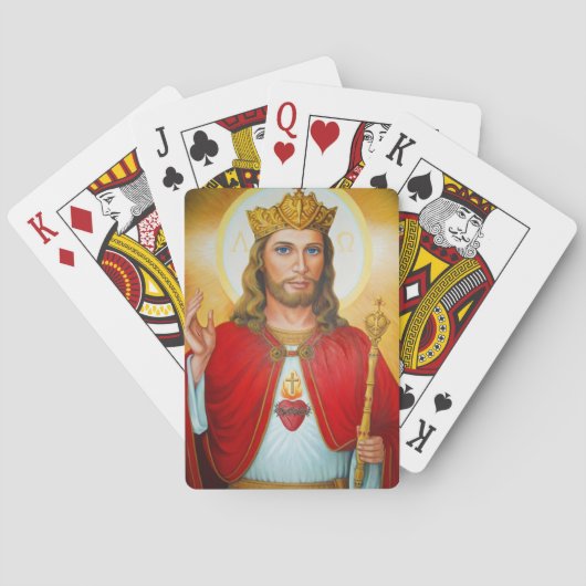 Jezus The King Blessing Sacred Heart Pokerkaarten (Achterkant)