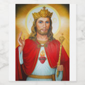 Jezus The King Blessing Sacred Heart Wijn Etiket (Enkel label)