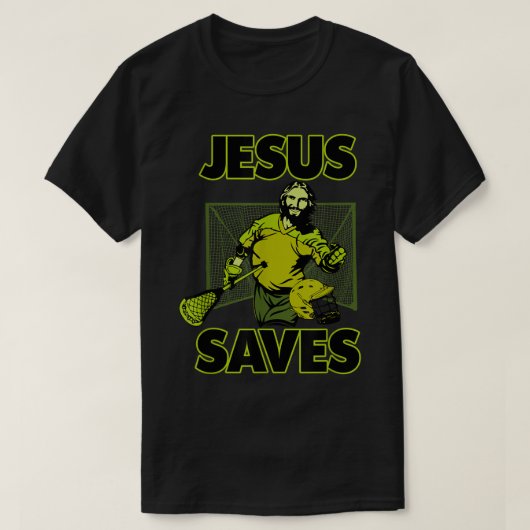 Jezus The Lacrosse Goalie bewaart T Shirt voor Chr (Design voorkant)