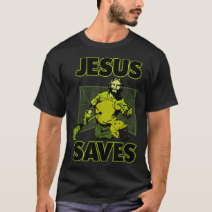 Jezus The Lacrosse Goalie bewaart T Shirt voor Chr