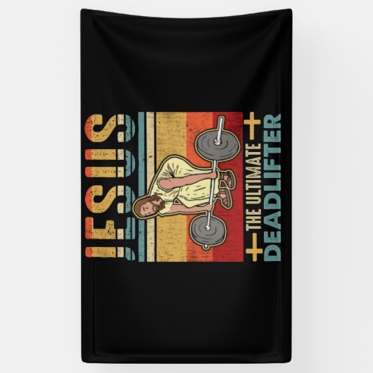 Jezus The Ultimate Deadlifter Funny Workout Gym Spandoek (Verticaal)