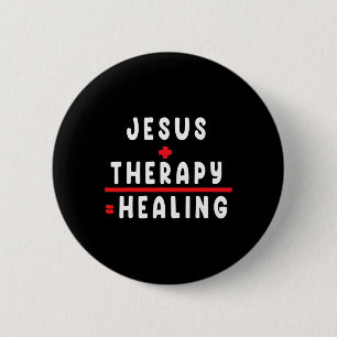Jezus Therapy Healing Mental Health T-shirt Christ Ronde Button 5,7 Cm