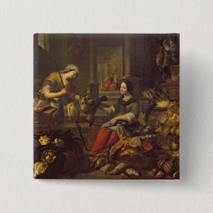 Jezus thuis in Martha en Mary 2 Vierkante Button 5,1 Cm