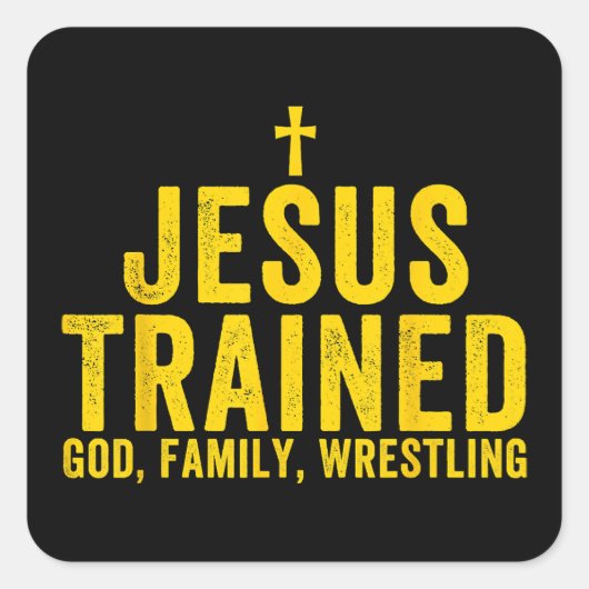 Jezus trainde God Family Wrestling, Christelijk Wr Vierkante Sticker (Voorkant)