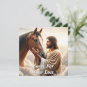 Jezus troost een paard in de hemel feestdagenkaart (Staand voorkant)