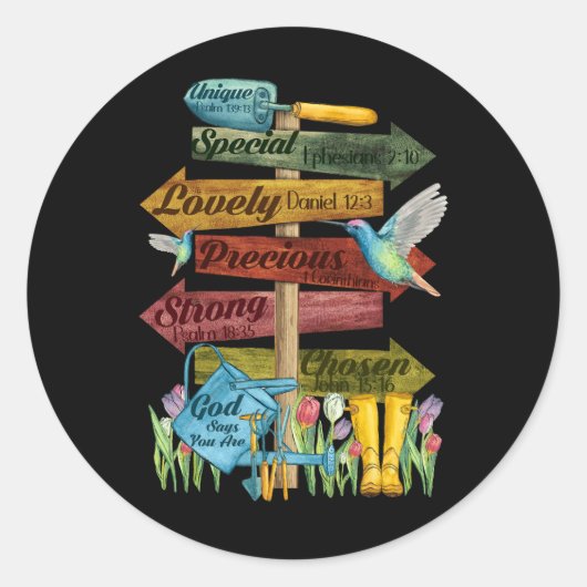 Jezus tuin bloem kolibrie god zeggen dat je ga ronde sticker (Voorkant)