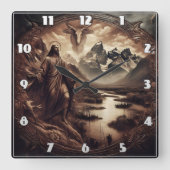 Jezus tussen de bergen en de rivieren in Natuur Vierkante Klok (Voorkant)