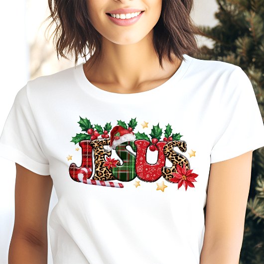 Jezus Typografie Christelijk Geloof Kerstmis Tri-Blend Shirt