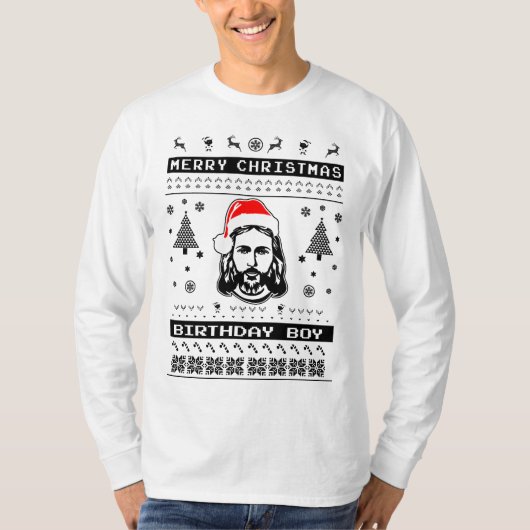 Jezus Ugly Kerstdag Birthday Boy T-shirt (Voorkant)