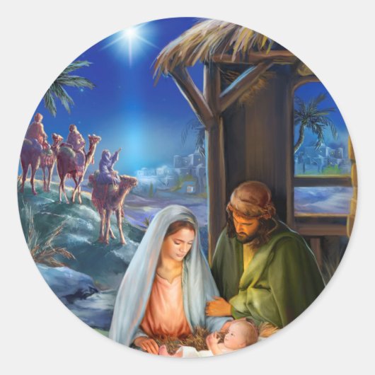 Jezus uit Bethlehem Ronde Sticker (Voorkant)