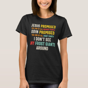 Jezus V Odin schopte mensen V Frost Giants Anti Re T-shirt