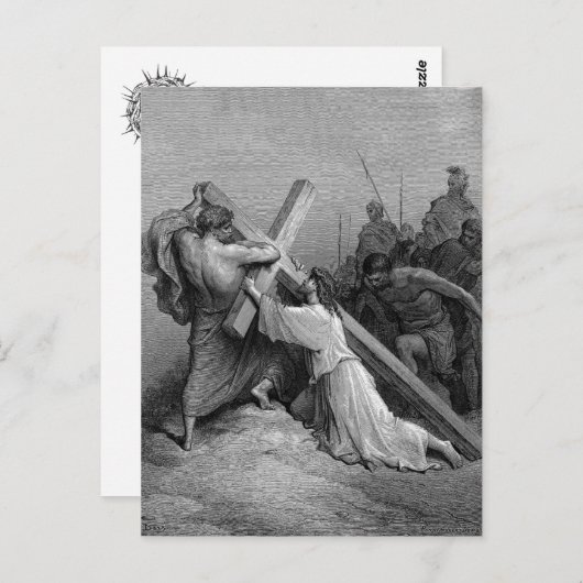 Jezus valt onder het kruis briefkaart (Voorkant / Achterkant)