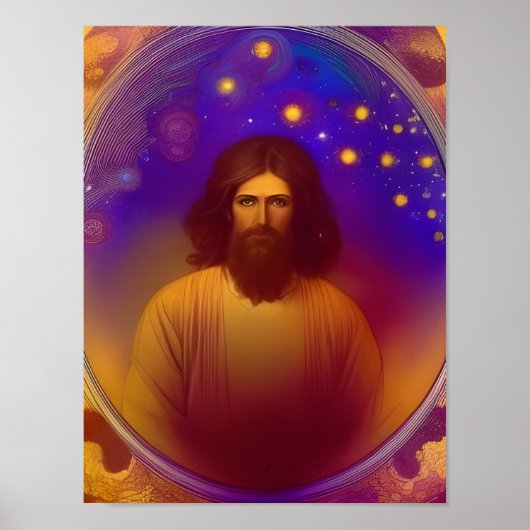 Jezus van Mucha AI Generated Art Poster (Voorkant)