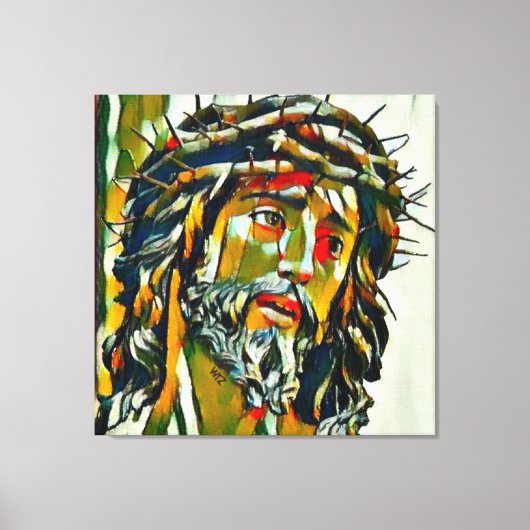 Jezus van Nazareth olie op doek portret Canvas Afdruk (Voorkant)