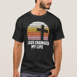 Jezus veranderde mijn leven Christelijk Retro Krui T-shirt
