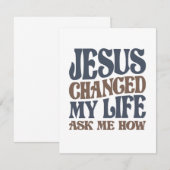 Jezus veranderde mijn leven Vraag me hoe Christeli Notitiekaartje (Voorkant / Achterkant)