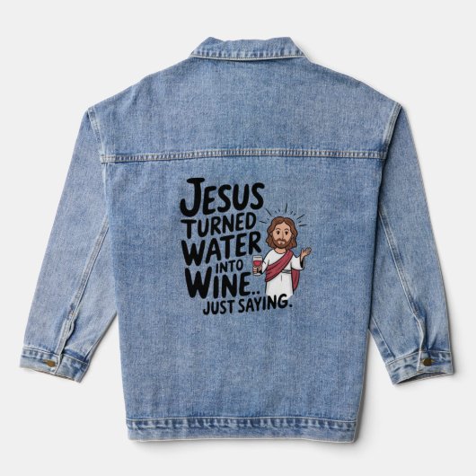 Jezus veranderde water in een shirt denim jacket (Achterkant)