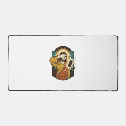 Jezus verblindt maximale helderheid telefoon midde bureaumat (Voorkant)