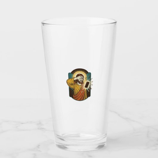 Jezus verblindt maximale helderheid telefoon midde glas (Voorkant)