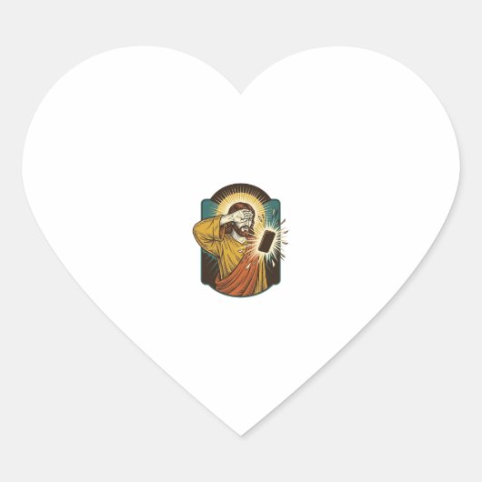 Jezus verblindt maximale helderheid telefoon midde hart sticker (Voorkant)