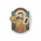 Jezus verblindt maximale helderheid telefoon midde sticker (Voorkant)