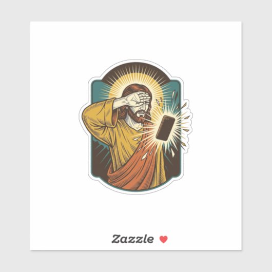 Jezus verblindt maximale helderheid telefoon midde sticker (Vel)