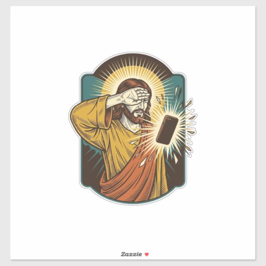 Jezus verblindt maximale helderheid telefoon midde sticker (Vel)