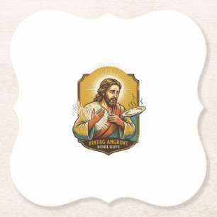 Jezus verbrandde vinger bij het uitnemen van bord  kartonnen onderzetters