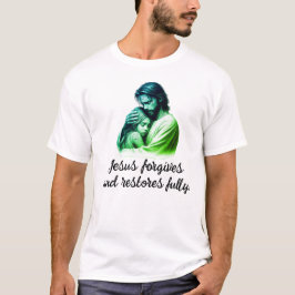 Jezus vergeeft en herstelt volledig religieus t-shirt