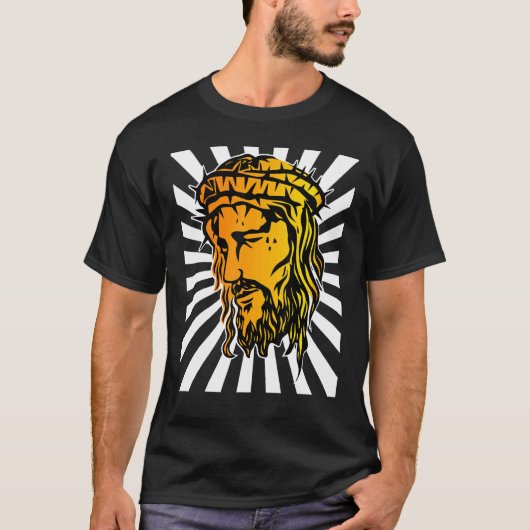 Jezus vergroot gezicht en zonneRay Art 1 T-shirt (Voorkant)