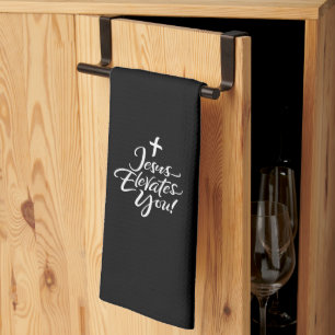 Jezus verheft je Christelijke Christusbelettering Theedoek