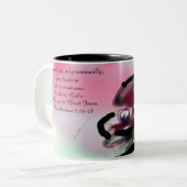 Jezus verheugt zich tweekleurige koffiemok (Voorkant links)