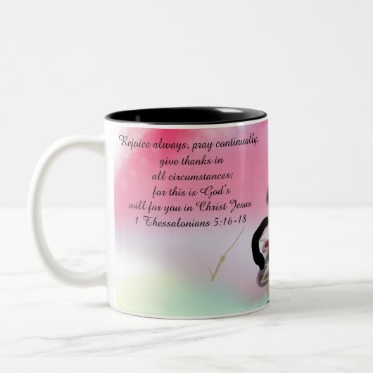 Jezus verheugt zich tweekleurige koffiemok (Links)