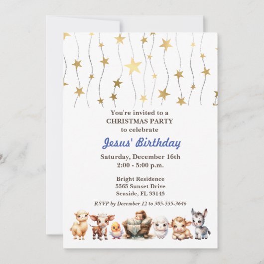 Jezus' verjaardag Kerstfeest uitnodiging (Voorkant)