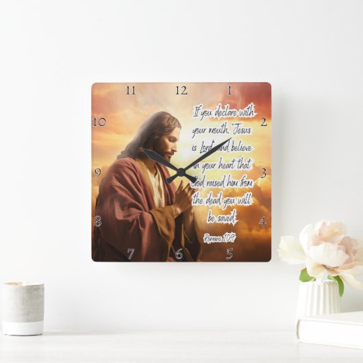 Jezus: Verkondig, geloof, wees gered Vierkante Klok (Huis)