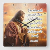 Jezus: Verkondig, geloof, wees gered Vierkante Klok (Voorkant)