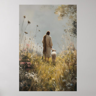 Jezus verlaat de 99 De goede herder Verloren schaa Poster