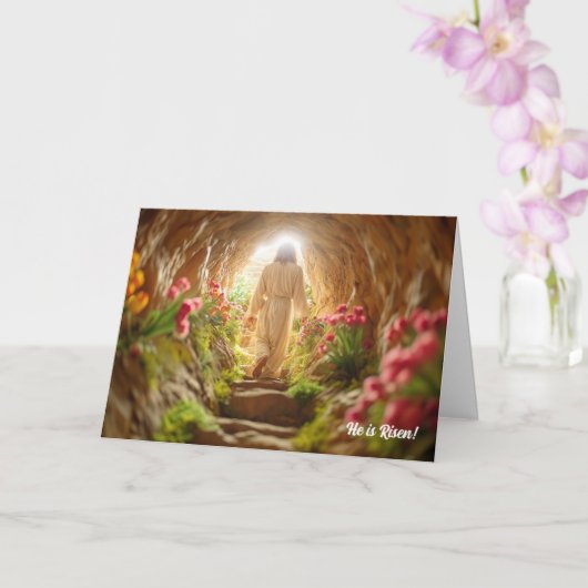 Jezus verlaat het graf van de tuin Paas Kaart (Orchidee)