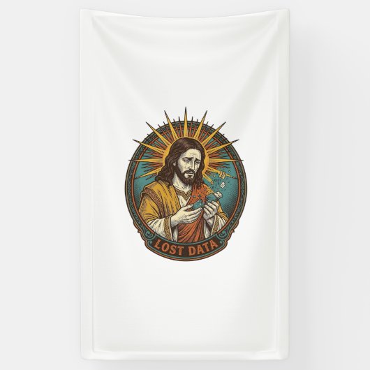 Jezus Verpletterde USB Flash Drive Verloren Data H Spandoek (Verticaal)
