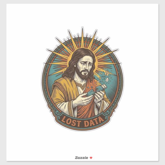 Jezus Verpletterde USB Flash Drive Verloren Data H Sticker (Vel)